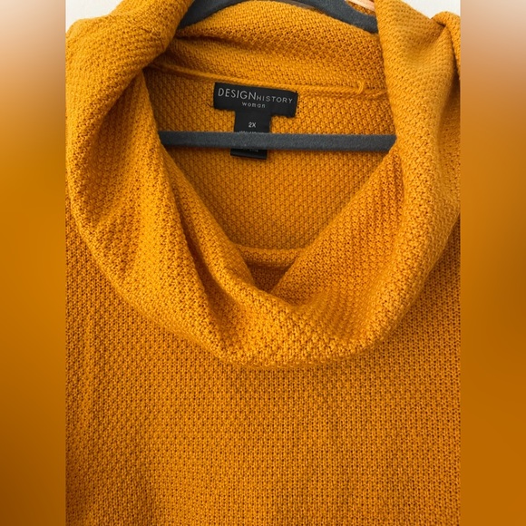 2xl curved hem cowl neck knit sweater mustard color - Picture 3 of 3